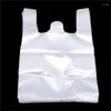 Gift Wrap White Clear Plastic Shopping Bag 100Pcs Transparent Supermarket Bags With Handle Food Packaging Storage