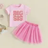 Ensemble de vêtements Big soeur Tenues pour les tout-petits T-shirt T-shirt T-shirt Tulle Tutu Jupe Robe correspondante