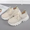 Casual Shoes Women's Sneakers Mesh Breathable Soft Sole Height Increasing Light Weight Sports Solid Color 2024 Summer