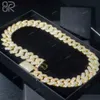 Grossistpris 18mm Moissanite Cuban Chain Fancy smycken runt Brilliant Cut Diamond Gold Plated 925 Silver Cuban Link Necklace