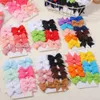 Hårtillbehör 10 Baby Ribbon Bow Clips Kawaii Mini Söt fast färg Satin Bucket Set Girl Sweet Wholesale D240513