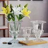 Vase Vintage Wind LampStemware Glass Vase透明なクリスタルフラワーアレンジメント水リビングルームの装飾