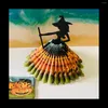 Kök Storage Halloween Witch Tabletop Server med Harlequin Tablecoloth Cupcake Display Stand Home Decoration