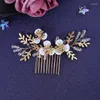 Hårklipp Trendiga blommakamklippstift Huvudband för kvinnor Prom Rhinestone Haircomb Bridal Weeding Accessories Smycken