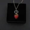 Necklace Fashion National Wind Red Diamond Strawberry Neckerings Orecchini Sweet Material Silver Ago