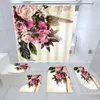Mattes de bain 1PC Fleur de pivoine anti0slip Rapis de salle de bain Textile non tissé Doormat 3D Fleep Carpet Momechandises
