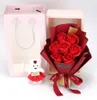 7st Artificial Mariage Soap Roses Flower Bouquet With Doll Bear Birthday Christmas Wedding Valentines Day Gift Home Decor9890502