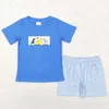 Clothing Sets Wholesale childrens gray short sleeved duck T-shirt baby camouflage pocket shorts childrens boutique set d240514