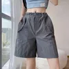 Frauen Shorts Gidyq Frauen Y2K Fracht koreanische losen Gelegenheitssportladies Streetwear High Taille Grau Wide Leg Short Hosen