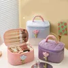 Cosmetic Bags Women's Tulip Flowers Pouch Makeup Bag Ins Large Capacity Travel Corduroy Zipper Toiletry Portable Storage Box