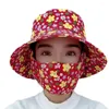Berets Sun Hat for Agricultural Work UV Protection Tea Collection with Mask Breathable Neck Women