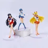 Action Toy Figures 5PCS-Set Sailor Moon Anime Figure Mizuno Ami Tsukino Usagi Hino Rei Aino Minako Action Figure Modèle Kawaii Doll Toys Gift Y240514