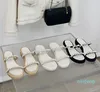 Designer -2024 Sheepskin Summer Sweet Mules Women Slippers Pearl Decorate Elegant Thick Soled Female Shoes