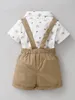 Kledingsets 0-2 jaar Infant Boy Deset Tiger Print korte mouw met boogband shorts trouwfeest Gentleman 2pcs outfit voor