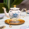 BONE China Tea Conjunto de presentes elegantes para adultos xícaras de chá e pires de cafeteria de cafeteria 21 peça xícara de xícara de xícara de chá de cozinha 240508