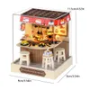 Mimarlık/DIY House Sushi Shop House Bebek Evi Mini Kit DIY El Yapımı Montaj Modeli Bina Odası Yatak Odası Dekorasyonu 3D Bulma Bulma Kız Oyuncak Hediyesi