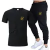 Tracksuits voor heren zomer korte mouw t-shirt zweetpak vintage katoenen T-stukken joggen broek voor mannelijke sport streetwear
