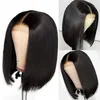 Europa och Amerika Short Straight Bob Human Hair Wig With Baby Hairs Brasilian Pre-Plucked Spets Front Synthetic Wigs For Women Girls DHL Free