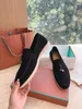 Italiaanse loro loafer schoenen voor vrouwen zomerwandeling charmes suède loafers kwemmeringen mocassins goud of zilveren slippers vrouw abrikoos luxe ontwerpers kleding schoenen