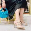 Slippers Pumps Patent Leather Women Sandals Peep Toe Shoes Sequin Glitter Fish Slides Paillette Sparkling Bling High Heels Thin