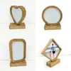 Bamboe liefde blanco foto ee magnetism base foto dubbelzijdig houten decoratie hart fy4991 frames met doe -het -zelf schilderen sublimatie rond jpwe