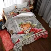 Ensembles de literie Christmas Santa Printed Set 3 Piece Coup de coutte d'oreiller Double Cotton Bed Gift For Children