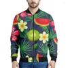 Vestes pour hommes fleur hawaïenne Veste à glissière hommes 3d Plantes tropiques imprimées motif de bombardiers