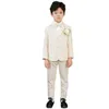 Vêtements Ensembles pour enfants beige formel Set garçons de mariage Party Piano Performance Robe Childrens Veste Pantalon Bow Vêtements T240513