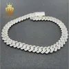 18 mm Mens Iced Out Miami Hip Hop Chain Collier 925 Sterling Silver Cubic Zirconia Baguette Cut Cuban Link Chain