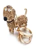 Rhinestone Crystal Dog Dachshund Keychain Bag Charm Pendant Keys Chain Holder Key Ring Smycken för Women Girl Gift 6C080415220374