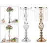 Candle Holders Crystals Iron Plating Candlestick Flower Vase Table Centerpiece Event Wedding Road Lead Decoration