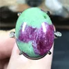 Cluster ringen echte natuurlijke ruby zoisite ring 925 zilveren sterling sieraden voor vrouwen mannen kristal 18x13mm kralen edelsteen verstelbaar