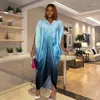 Abbigliamento etnico Summer Gradient Color BouBou Robe Africain Femme Abaya Dashiki Sonte Short-Neste Maxi Abito per donne 2024