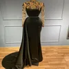 2021 plus size arabic aso ebi preto luxuoso sereia baile vestidos de miçangas de miçangas no pescoço noturno festas formais segunda recepção gow 267i