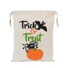 Prezent lub cukierki Treat Trick Pumpkin Wydrukowane płótno duże torby Halloween świąteczny festiwal na festiwal sznurka