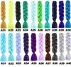 24 tum enkel ombre färg flerfärgad grönrosa syntetisk hårförlängningsvridning jumbo flätning kanekalon hårbulkar dreadlock dropshipping
