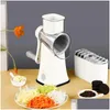 Fruit Vegetable Tools Mtifunction Chopper 3-In-1 Round Mandolin Shredder Manual Potato Carrot Cheese Graters Kitchen Accessories D Dhi9C