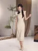 Abbigliamento etnico pois con fiocco chiffon a doppio strato Cheongsam 2024 Summer Retro Day Daily Cute Quight Qipao Dress