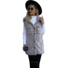 Jackets femininos 2024 Moda Autumn/Winter Polo Collar Sleeveless Longo solto relaxado Faded Bubble Fleece Cardigan Vest