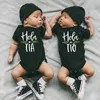 Rompers Hola Tio Tia Grossesse annonce des vêtements pour bébés à ajustement serré Vêtements décontractés vêtements Nouveau oncle Grossesse Giftl2405