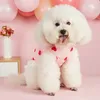 ハート付き犬アパレルピンクドレスパターンシフォンフローラルトリム小さな犬用エレガントなプリンセスドレススプリング