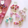 Hair Accessories 2 pieces/set of cute colored ball hair ties for girls elastic hair rubber bands baby beads hair ropes pink hair accessories d240514