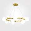 Postmoderne LED -Anhänger Lichter für Esszimmer Dekoration Nordic Decor Glass Ball Gold/Schwarze Hängsanhänger Lampenleuchten