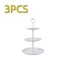プレート3PCSプラスチック階層式ケーキスタンドウェディングパーティーデザートテーブルスイーツフルーツプレートレトロトレイホルダー