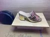 Sapatos de designer de meia chinelos femininos sapato de mulher 100% de camurça de couro grosso slides de metal praia sandálias preguiçosas salto alto salpado grande tamanho 35-41-42 US4-US10 com caixa