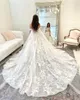 Lace Romantic Floral A Line Wedding Dresses Off The Shoulder Long Train Princess Bridal Gowns Garden Chapel Beautiful Bride Dress 2024 Summer