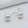 Orecchini per borchie Diametro barocco femminile 12-13 mm Bellissimo lucentezza bianca grande perle a forma di goccia 925 Sterling Silver Pearl