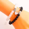Strand 2pcs Artificial Crystal Magnet Bracelet Exquisite Rice Bead Peach Heart Colorful Personality Couple Hand Chain