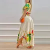 Женщины летняя тропическая юбка для печати костюм мода богемный стиль повседневная элегантная пуговица вниз по кругу юбки набор 240514