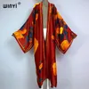 Kimono Africa tryck Kaftans Beach Wear Cover-Ups Elegant Cardigan Sexiga semesterkläder för kvinnor Vestidos Para Playa